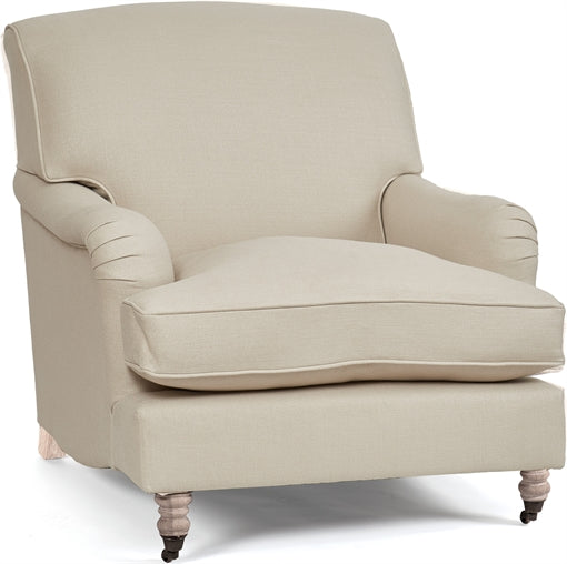 Olivia Armchair - Heavyweight Linen Pale Oat - Natural Oak Legs