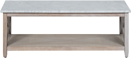 Herston 125 Rectangular Coffee Table - Marble & Chalked Oak