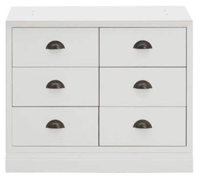 Chawton Single 6 Drawer Base Cabinet - Snow