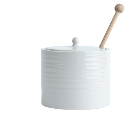Lewes Pot with Wooden Drizzler - Grey