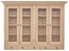 Henley 5ft Glazed Oak Dresser Top - Missing All Internal Shelves