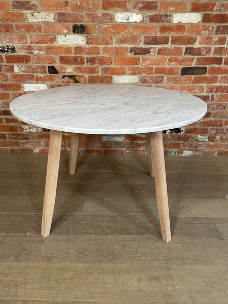Wycombe 4 Seater Round Table, Marble Top & Wooden Legs
