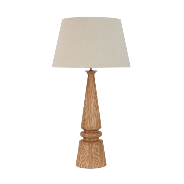 Mason Large Wooden Table Lamp with Linen Shade - Honey