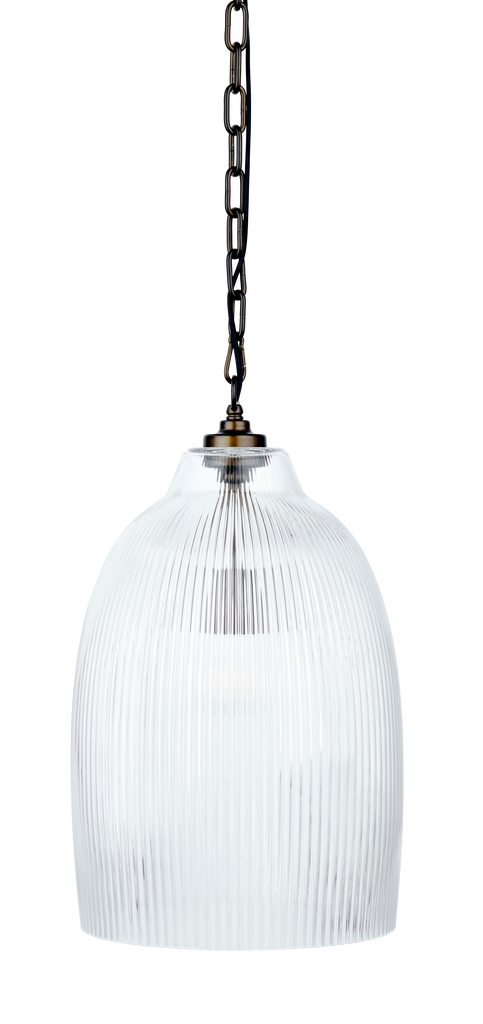 Shaftesbury Ribbed Bronze Glass Pendant - Medium