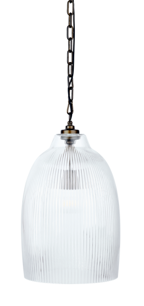Shaftesbury Ribbed Bronze Glass Pendant - Medium