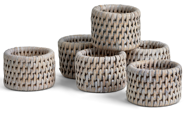 Ashcroft Round Napkin Rings - Silver Reed - Set of 6
