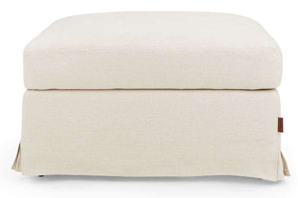 Long Island Footstool - Heavyweight Linen Pale Oat