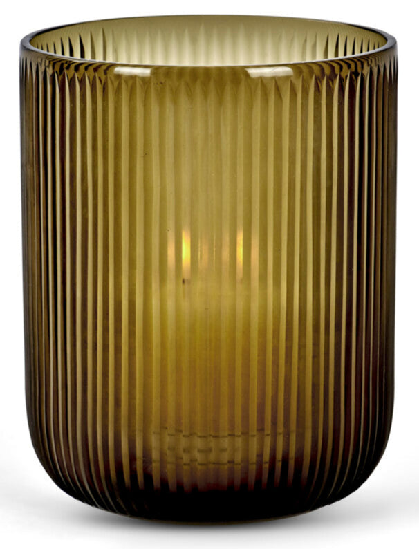 Brockley Glass Reeded Hurricane - Smoke