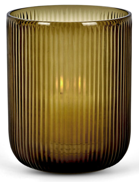 Brockley Glass Reeded Hurricane - Smoke