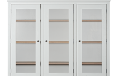 Suffolk 5ft Contemporary Glazed Dresser Top - Silver Birch - No Cornice