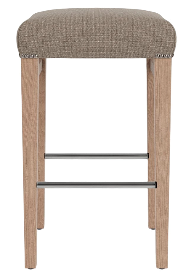 Shoreditch Bar Stool Heavyweight Linen Spelt - Natural Oak