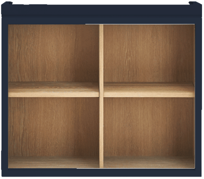 Chawton 71.5 Top Cabinet with 90cm Cornice - Open - Ink - Missing One Shelf