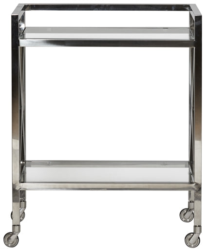 Manhattan 65 Rectangular Drinks Trolley - Metal & Glass- No Shelf