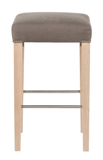 Shoreditch Bar Stool - Heavyweight Linen Spelt - Pale Oak Legs