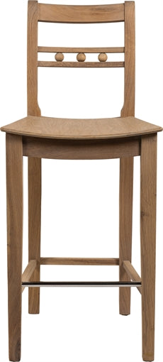 Suffolk High Back Bar Stool - Seasoned Oak