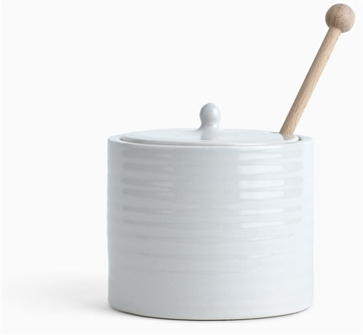 Lewes Pot with Wooden Drizzler - Grey