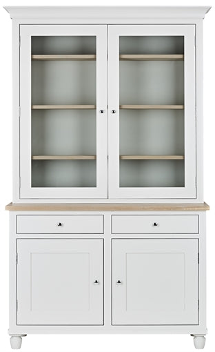Suffolk 4ft Contemporary Glazed Dresser - Silver Birch