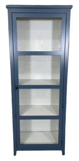 Shepton Glazed Cabinet - Teal Exterior, Lily Interior - Right Opening