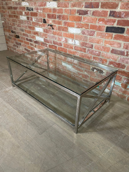 Manhattan 120 Rectangular Coffee Table - Metal & Glass