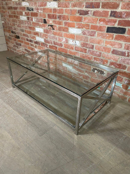 Manhattan 120 Rectangular Coffee Table - Metal & Glass