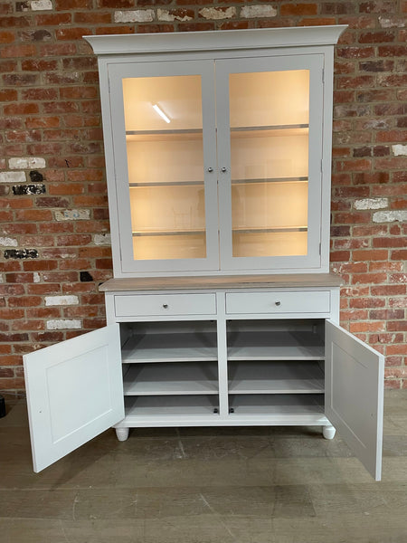 Suffolk 4ft Contemporary Glazed Dresser - Silver Birch
