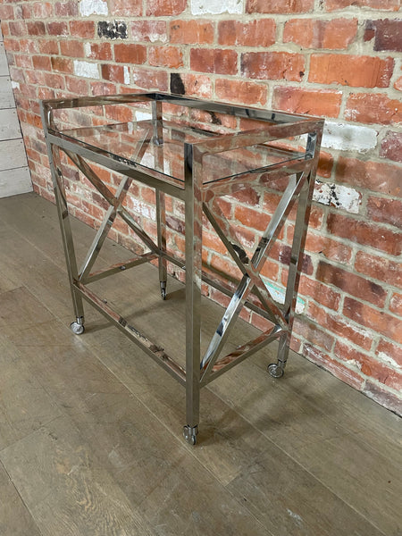 Manhattan 65 Rectangular Drinks Trolley - Metal & Glass- No Shelf