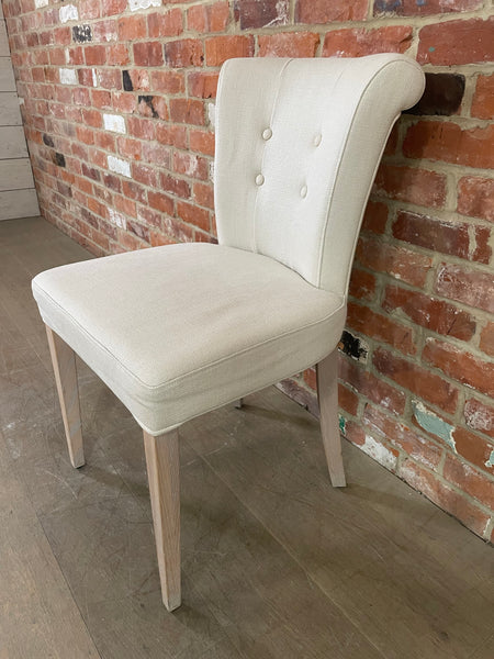Calverston Dining Chair - Heavyweight Linen Pale Oat - Pale Oak