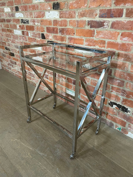 Manhattan 65 Rectangular Drinks Trolley - Metal & Glass- No Shelf