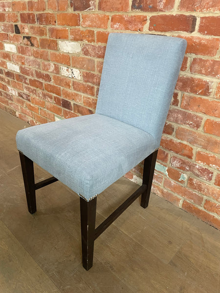 Shoreditch Dining Chair - Linara Flax Blue - Darkened Oak