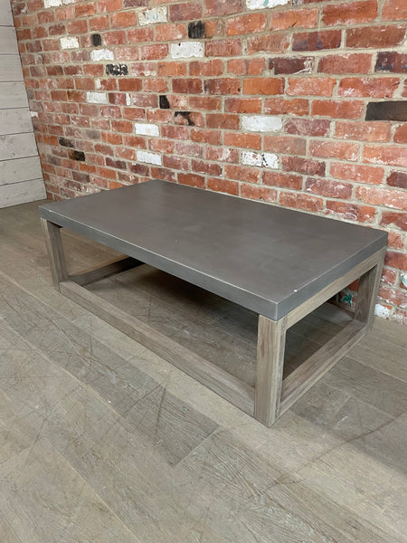 Hove 130 Rectangular Coffee Table - Concrete & Teak