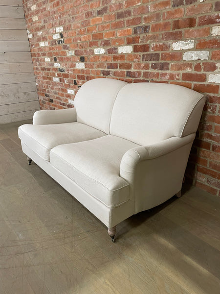 Olivia 2 Seater Sofa - Heavyweight Linen Pale Oat - Natural Oak Legs