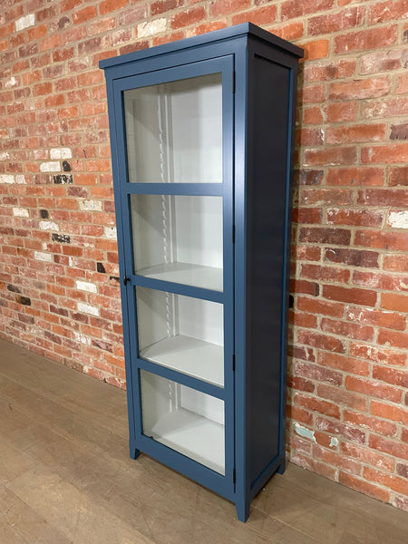 Shepton Glazed Cabinet - Teal Exterior, Lily Interior - Right Opening