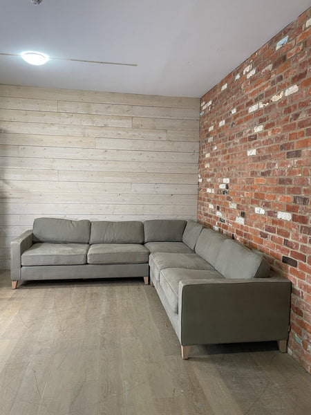 Shoreditch 5 Seater Corner Sofa- Heavyweight Linen Spelt- Natural Oak Legs