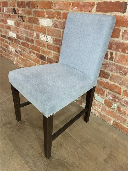 Shoreditch Dining Chair - Linara Flax Blue - Darkened Oak