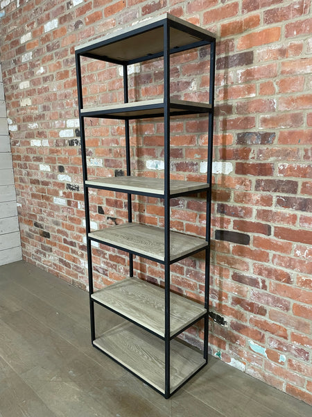 Carter 70 Bookcase - Black Steel & Dark Vintage Oak