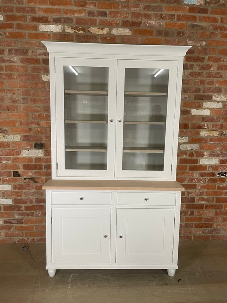 Suffolk 4ft Contemporary Glazed Dresser - Silver Birch- No Lighting