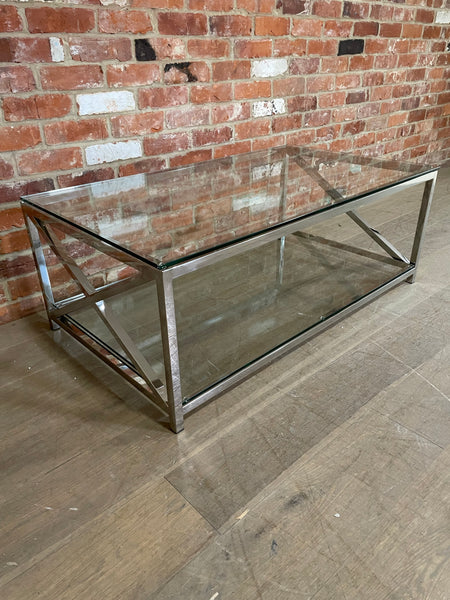 Manhattan 120 Rectangular Coffee Table - Metal & Glass