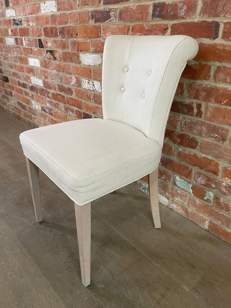 Calverston Dining Chair - Heavyweight Linen Pale Oat - Pale Oak