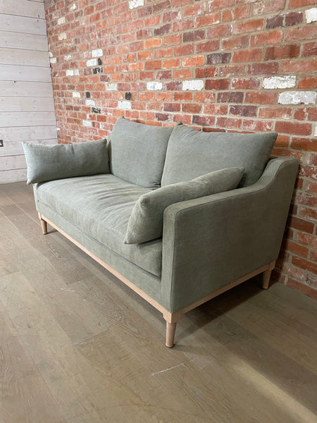 Eliza 2 Seater Sofa - Signature Linen Moss - Natural Oak Legs