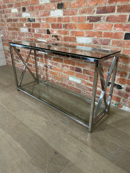 Manhattan 130 Rectangular Console Table - Metal & Glass