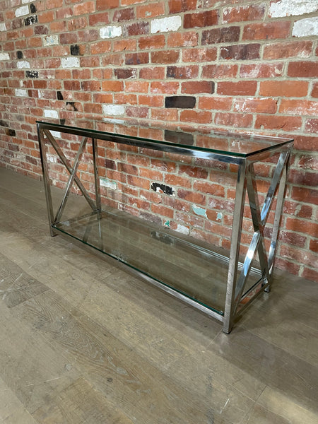 Manhattan 130 Rectangular Console Table - Metal & Glass