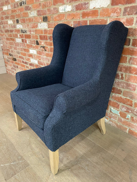 Dominic Armchair - HARRIS TWEED Bilberry - Vintage Oak Legs