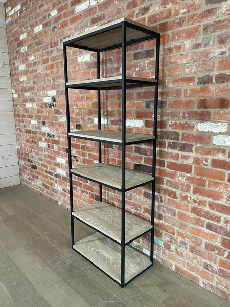 Carter 70 Bookcase - Black Steel & Dark Vintage Oak