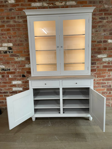 Suffolk 4ft Contemporary Glazed Dresser - Silver Birch