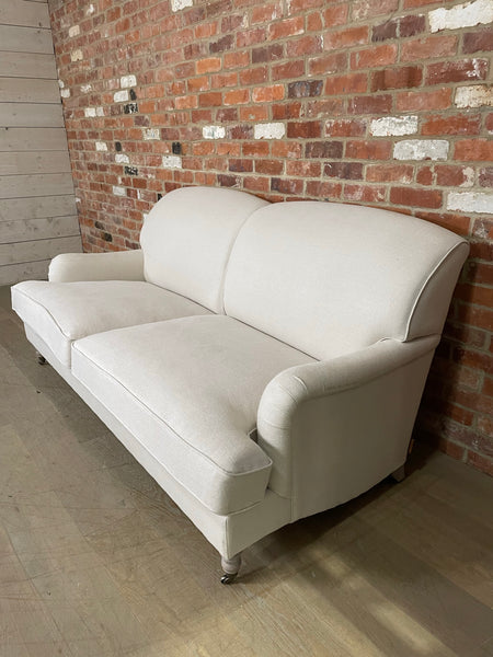 Olivia 3 Seater Sofa- Heavyweight Linen Pale Oat- Natural Oak Leg