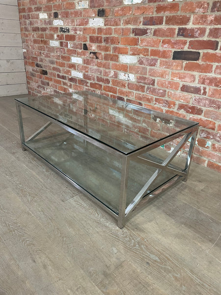 Manhattan 120 Rectangular Coffee Table - Metal & Glass