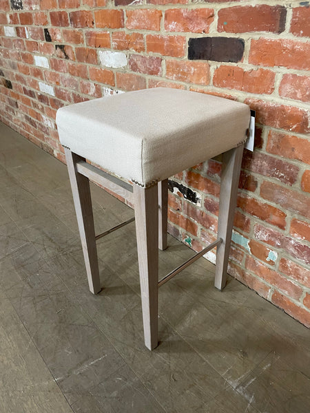 Shoreditch Bar Stool - Heavyweight Linen Pale Oat - Pale Oak