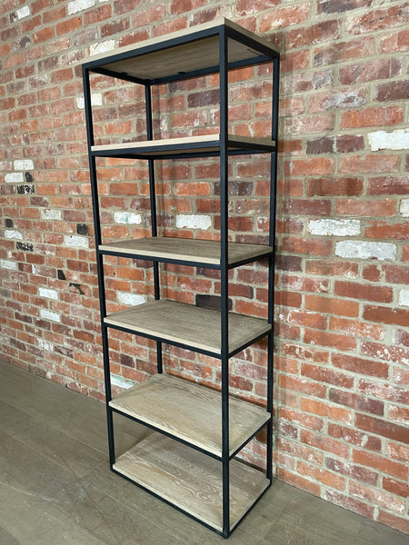 Carter 70 Bookcase - Black Steel & Dark Vintage Oak