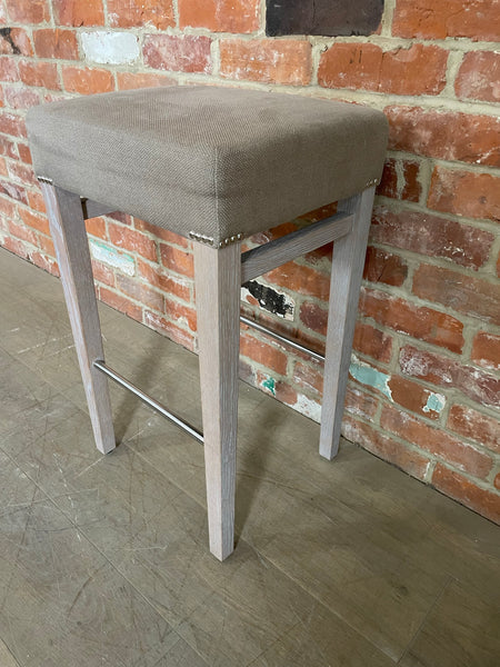 Shoreditch Bar Stool - Heavyweight Linen Spelt - Pale Oak Legs