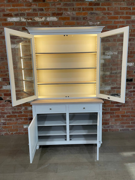 Suffolk 4ft Contemporary Glazed Dresser - Silver Birch